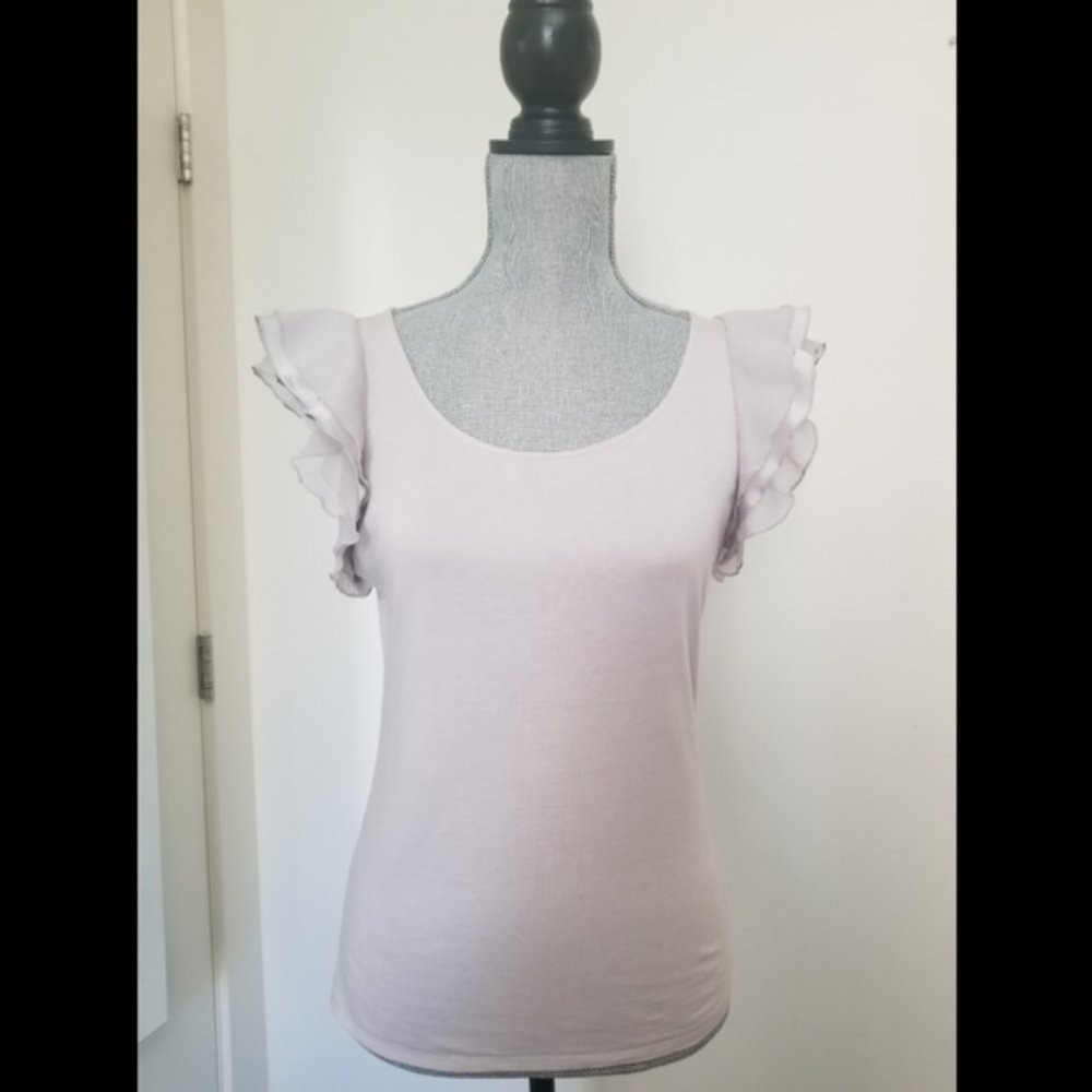 Club Monaco ruffle shoulder top